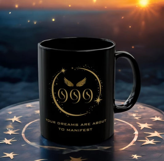 Angel 999 Affirmation DM1111 Black Mug (11oz, 15oz)