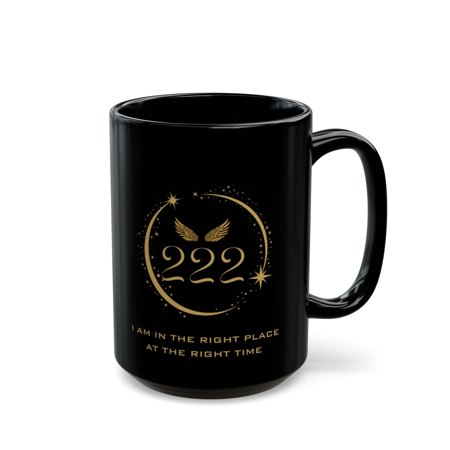 Angel 222 Affirmation DM1111 Black Mug (11oz, 15oz)