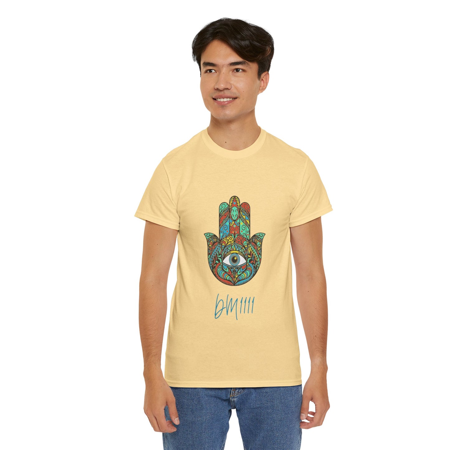 Green Hamsa Hand Eye DM1111 Unisex Heavy Cotton Tee