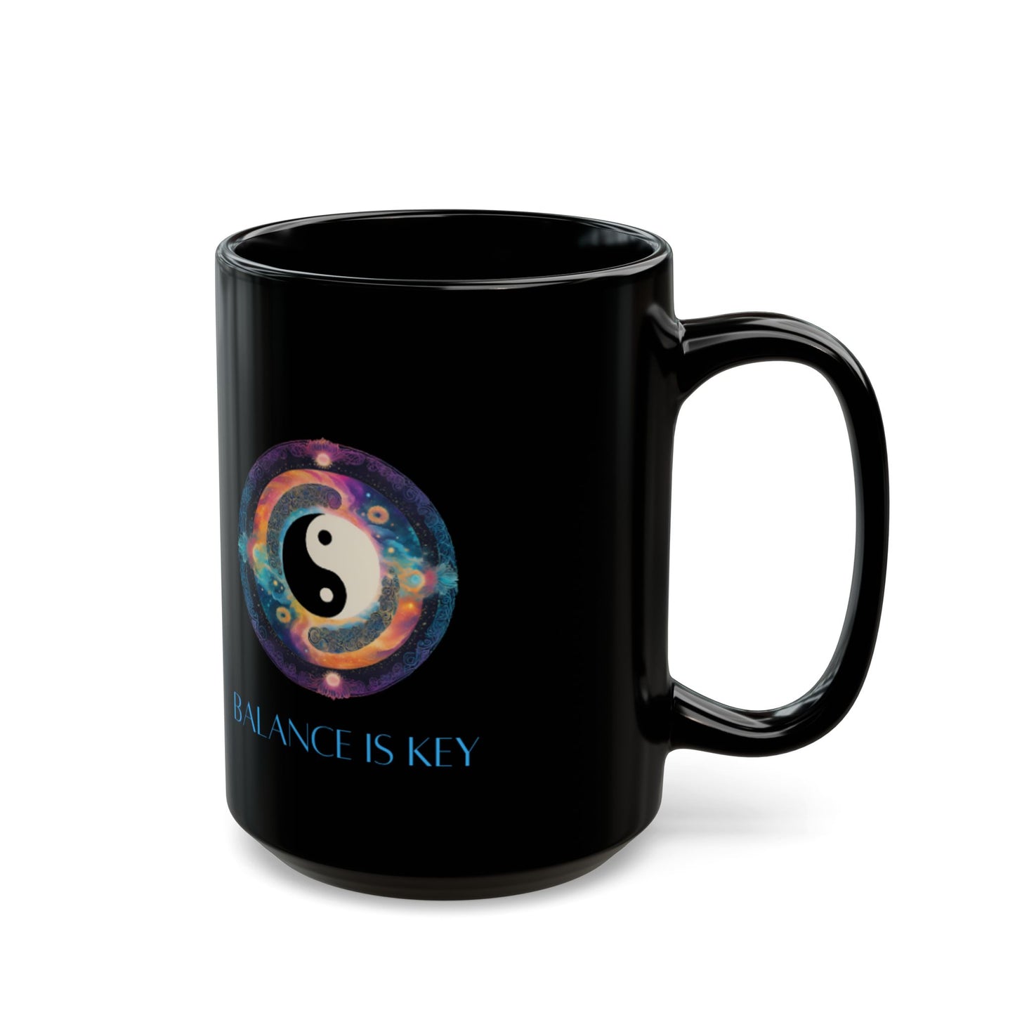 Balance Is Key Aqua DM1111 Black Mug (11oz, 15oz)