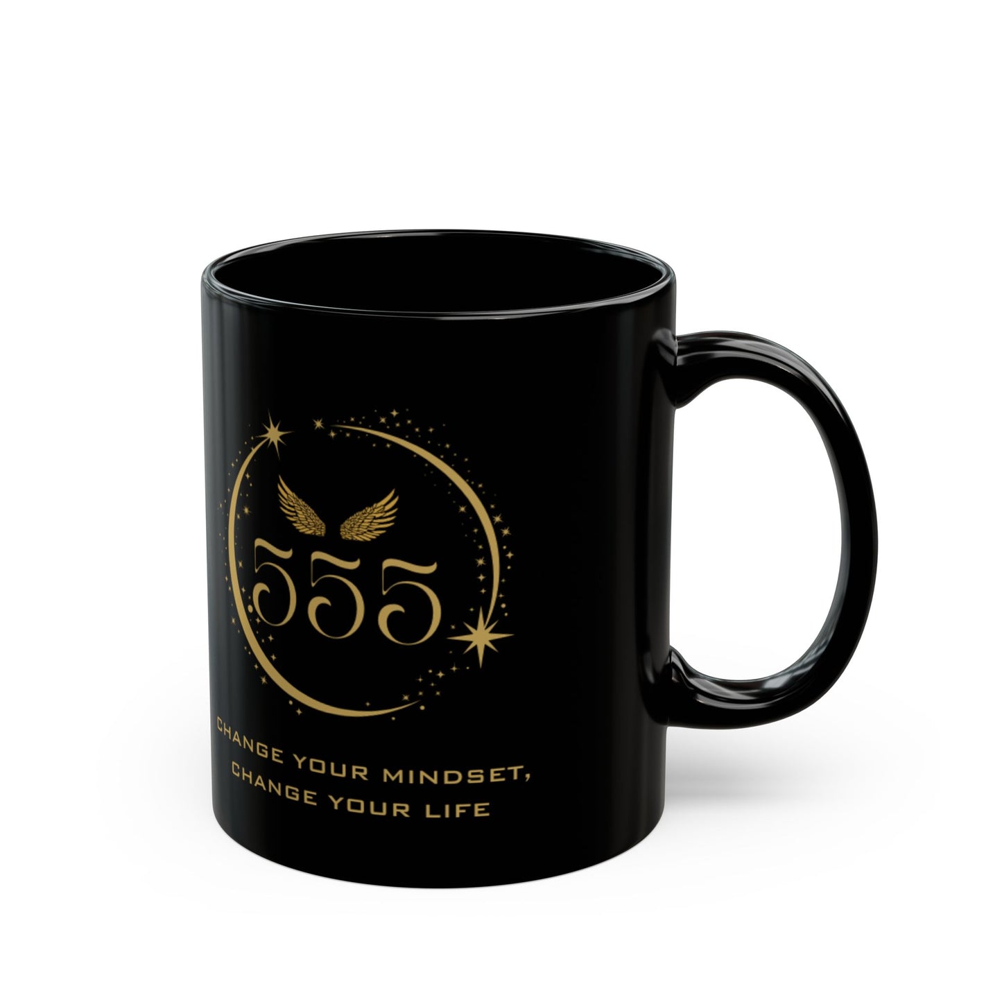 Angel 555 Affirmation DM1111 Black Mug (11oz, 15oz)