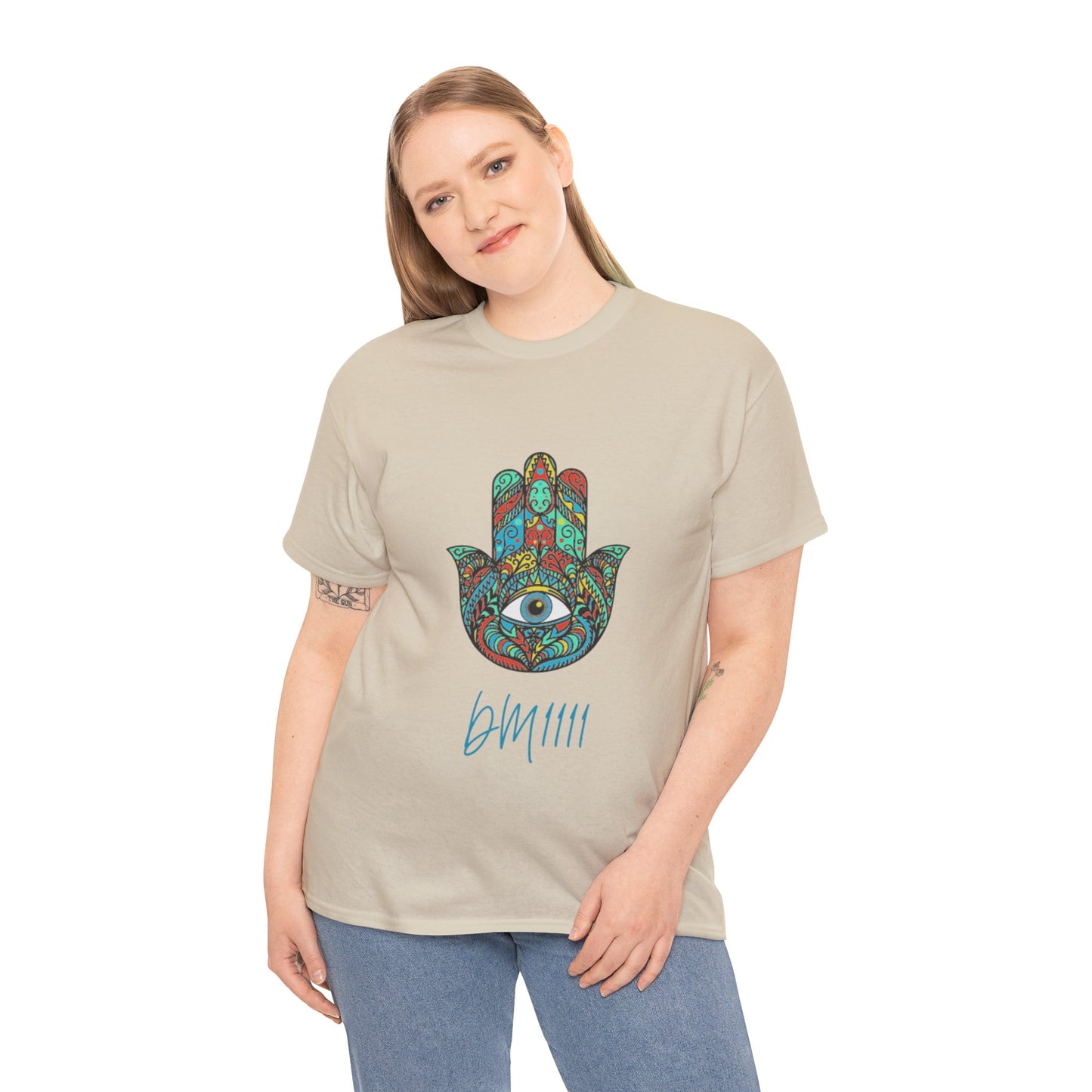 Green Hamsa Hand Eye DM1111 Unisex Heavy Cotton Tee