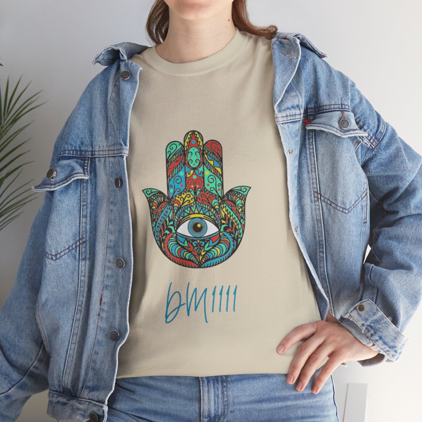 Green Hamsa Hand Eye DM1111 Unisex Heavy Cotton Tee