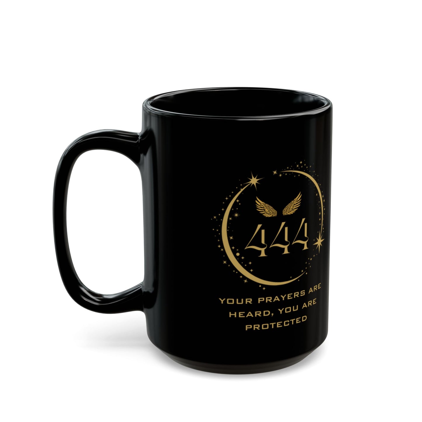 Angel 444 Affirmation DM1111 Black Mug (11oz, 15oz)