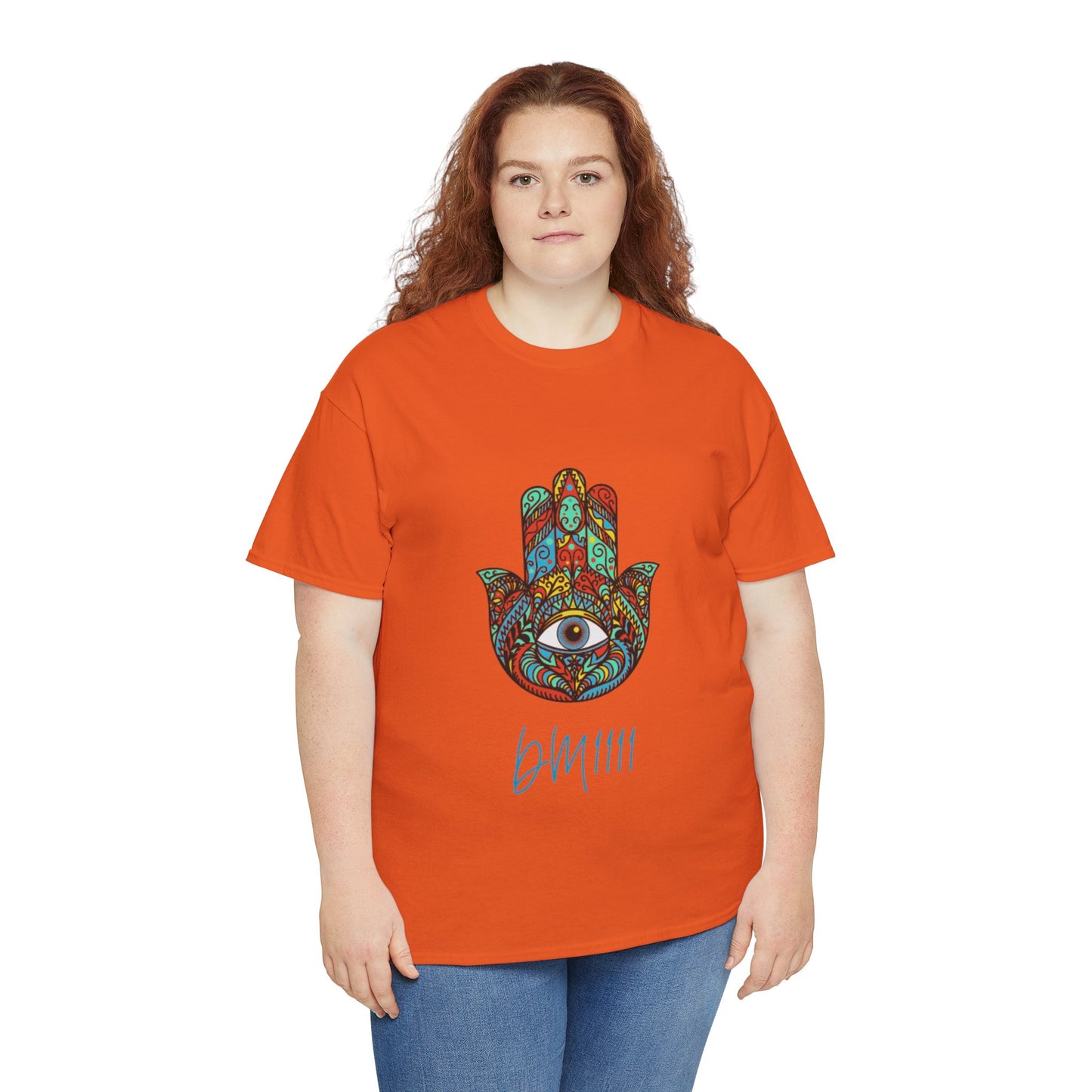 Green Hamsa Hand Eye DM1111 Unisex Heavy Cotton Tee