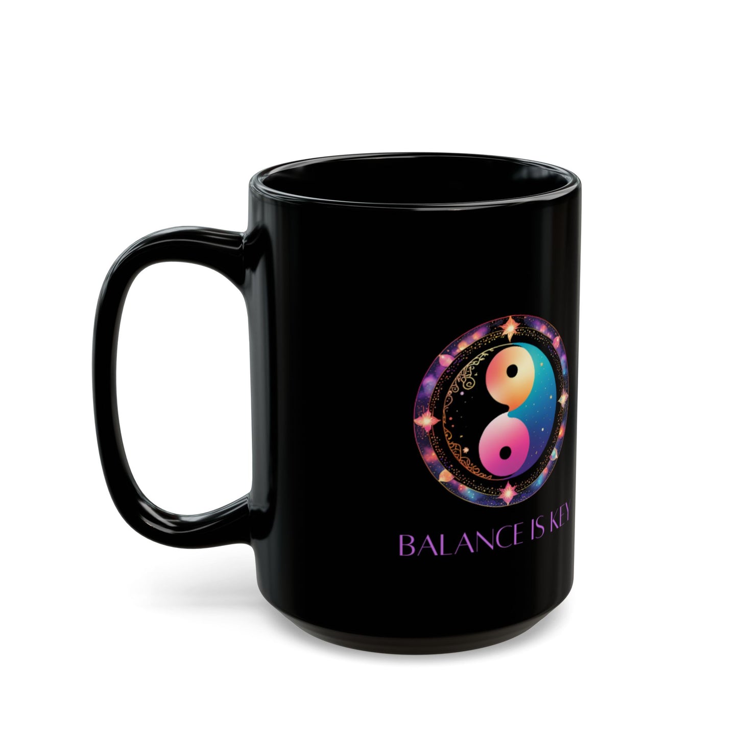 Balance Is Key Purple DM1111 Black Mug (11oz, 15oz)