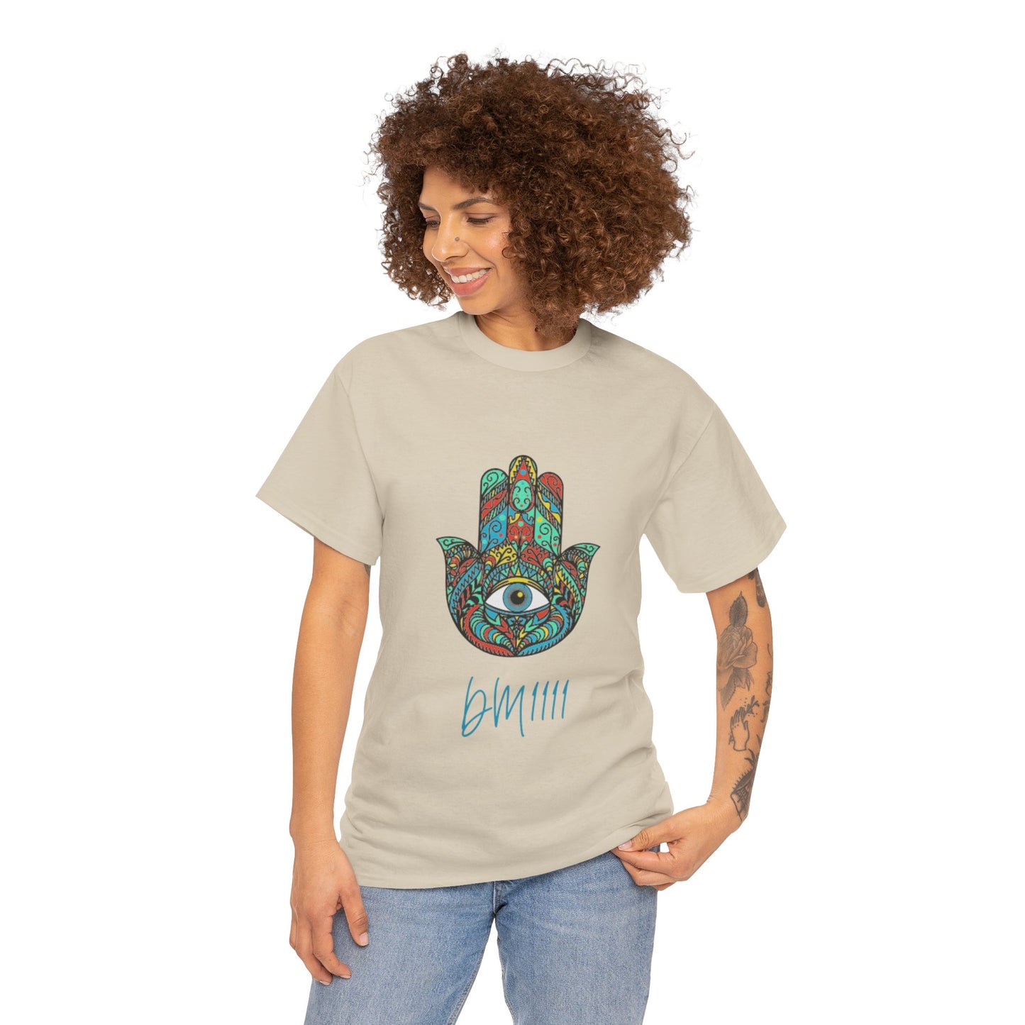 Green Hamsa Hand Eye DM1111 Unisex Heavy Cotton Tee