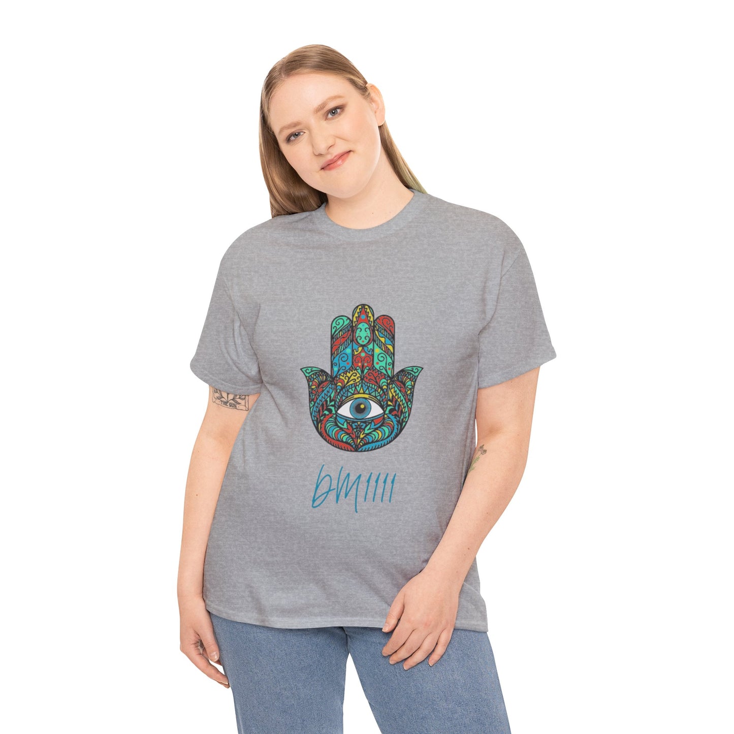 Green Hamsa Hand Eye DM1111 Unisex Heavy Cotton Tee