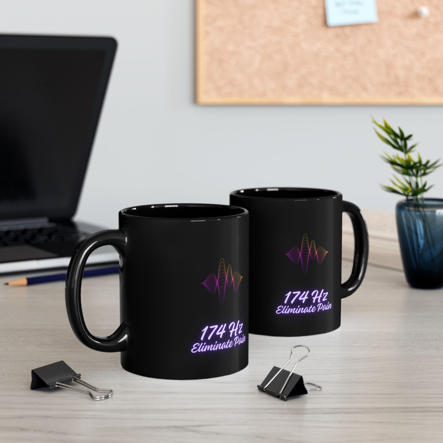 174 Hz Frequency DM1111 Black Mug (11oz, 15oz)