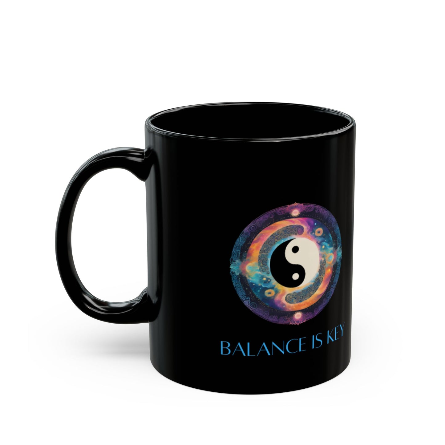 Balance Is Key Aqua DM1111 Black Mug (11oz, 15oz)