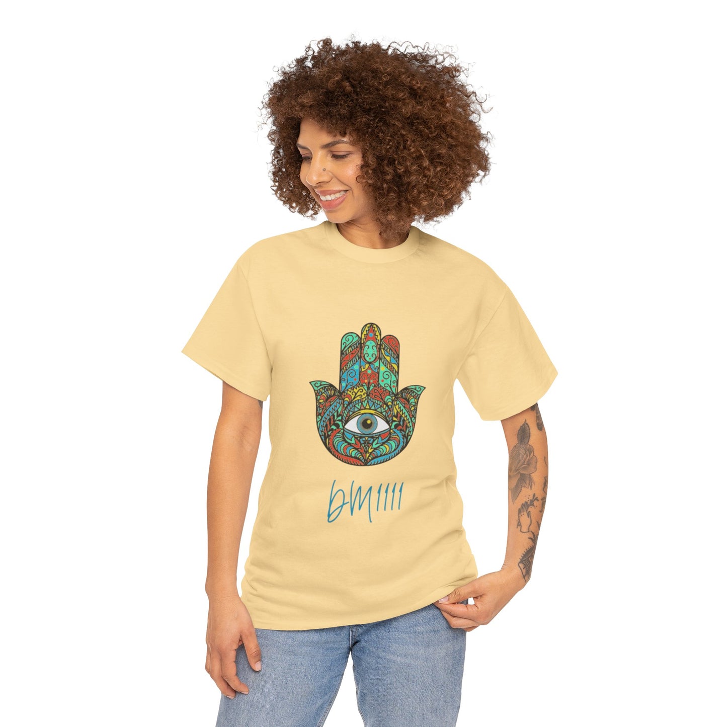 Green Hamsa Hand Eye DM1111 Unisex Heavy Cotton Tee