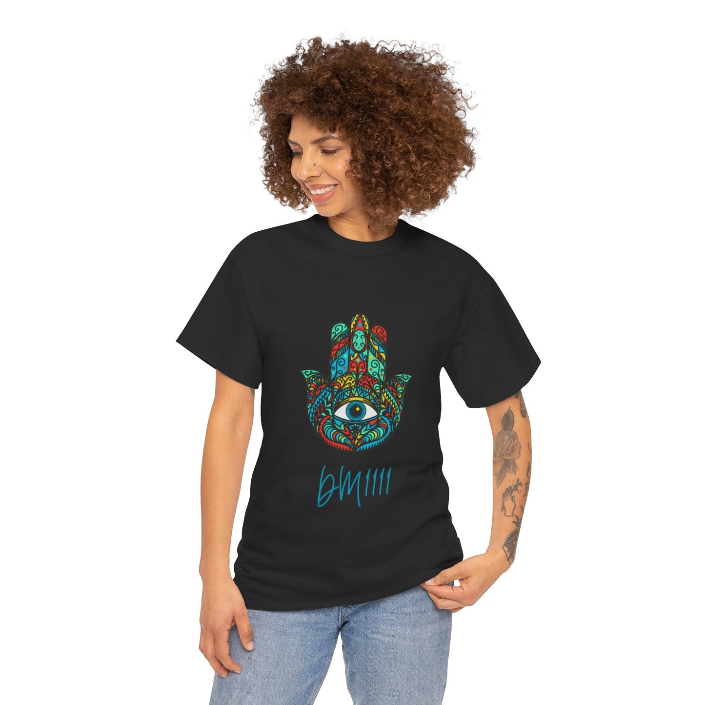 Green Hamsa Hand Eye DM1111 Unisex Heavy Cotton Tee