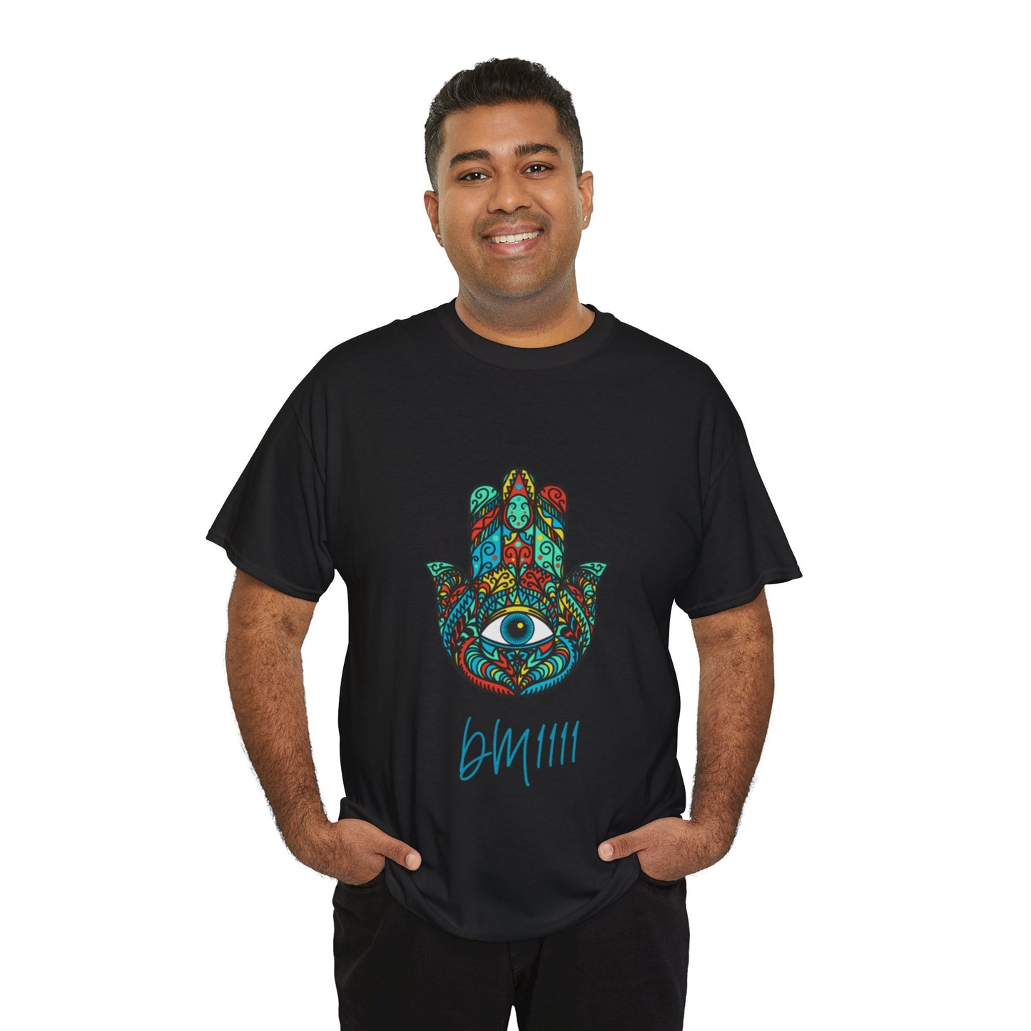 Green Hamsa Hand Eye DM1111 Unisex Heavy Cotton Tee