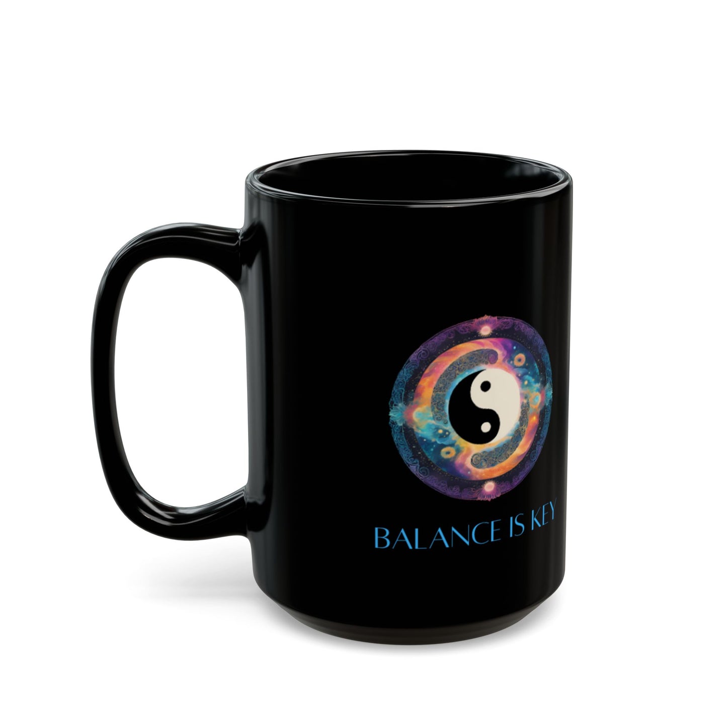 Balance Is Key Aqua DM1111 Black Mug (11oz, 15oz)