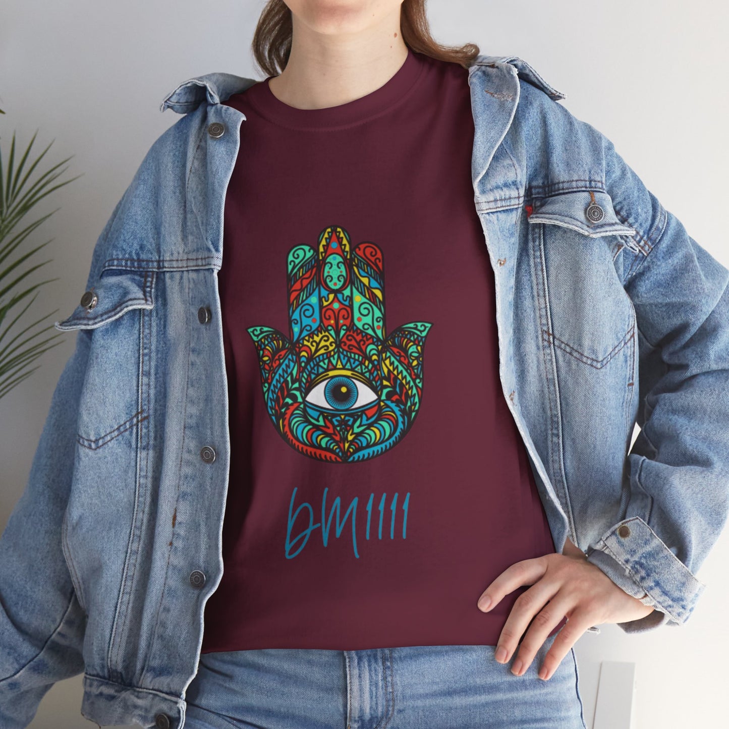 Green Hamsa Hand Eye DM1111 Unisex Heavy Cotton Tee