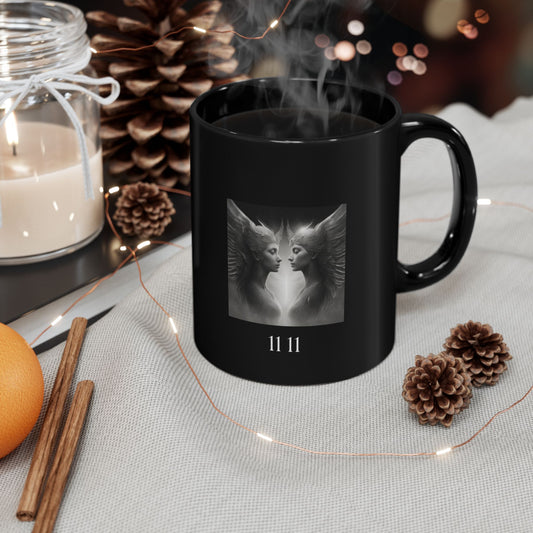 Angel 1111 Twin Flame DM1111 Black Mug (11oz, 15oz)