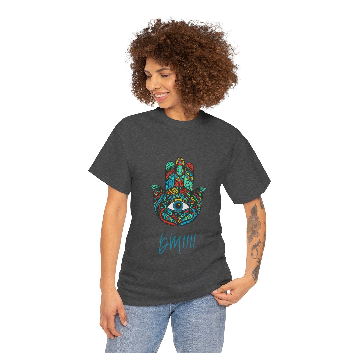 Green Hamsa Hand Eye DM1111 Unisex Heavy Cotton Tee