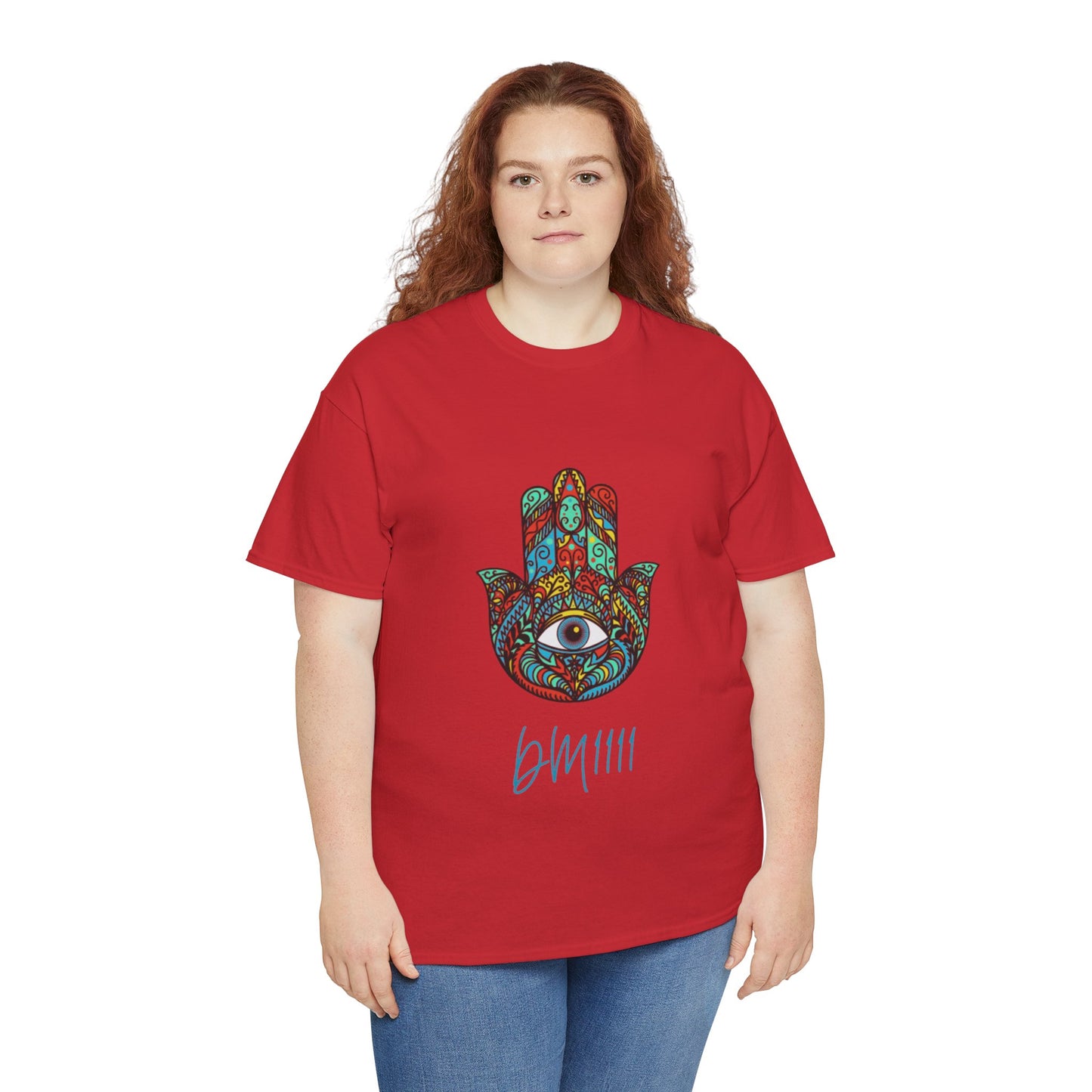 Green Hamsa Hand Eye DM1111 Unisex Heavy Cotton Tee