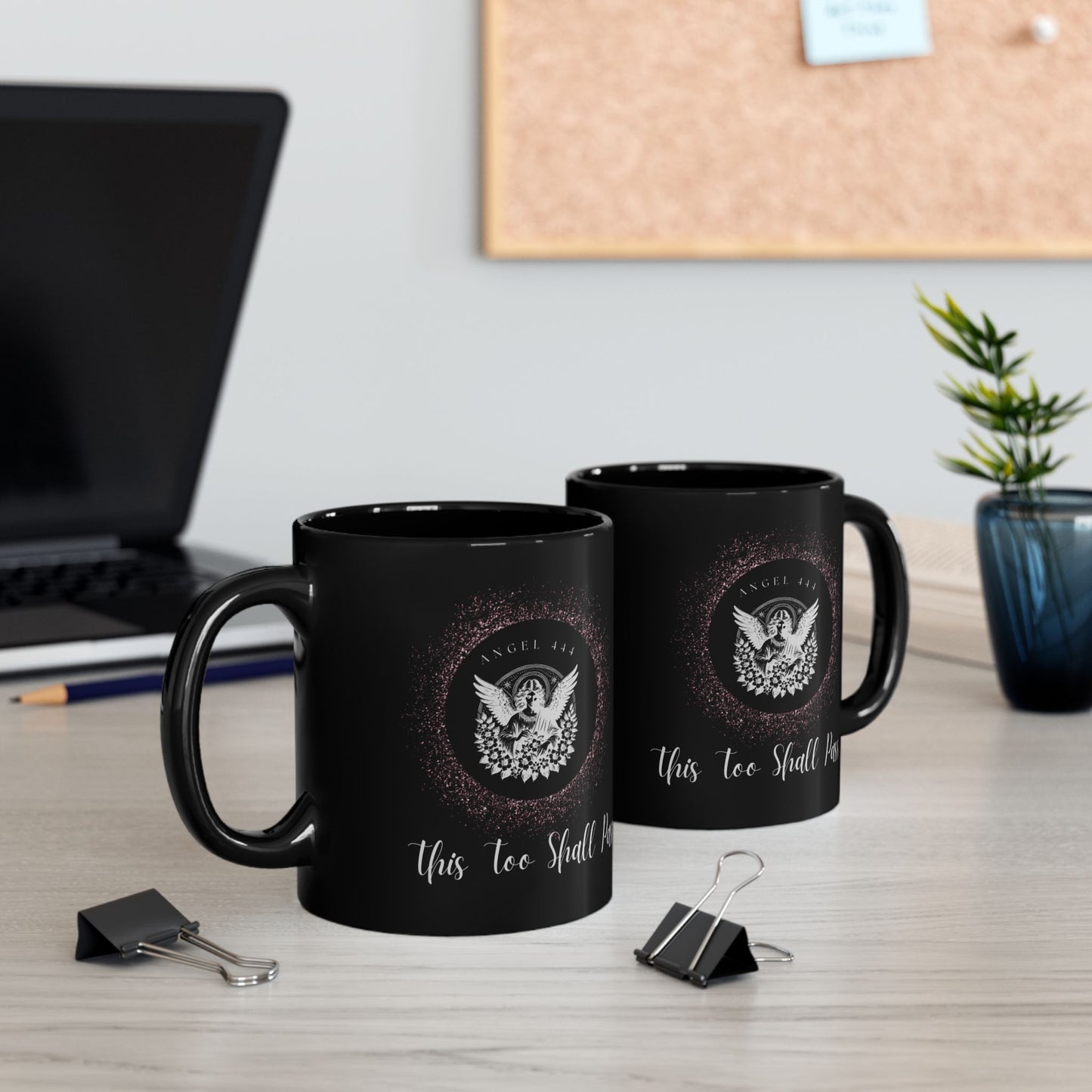 Angel 444 DM1111 Black Mug (11oz, 15oz)