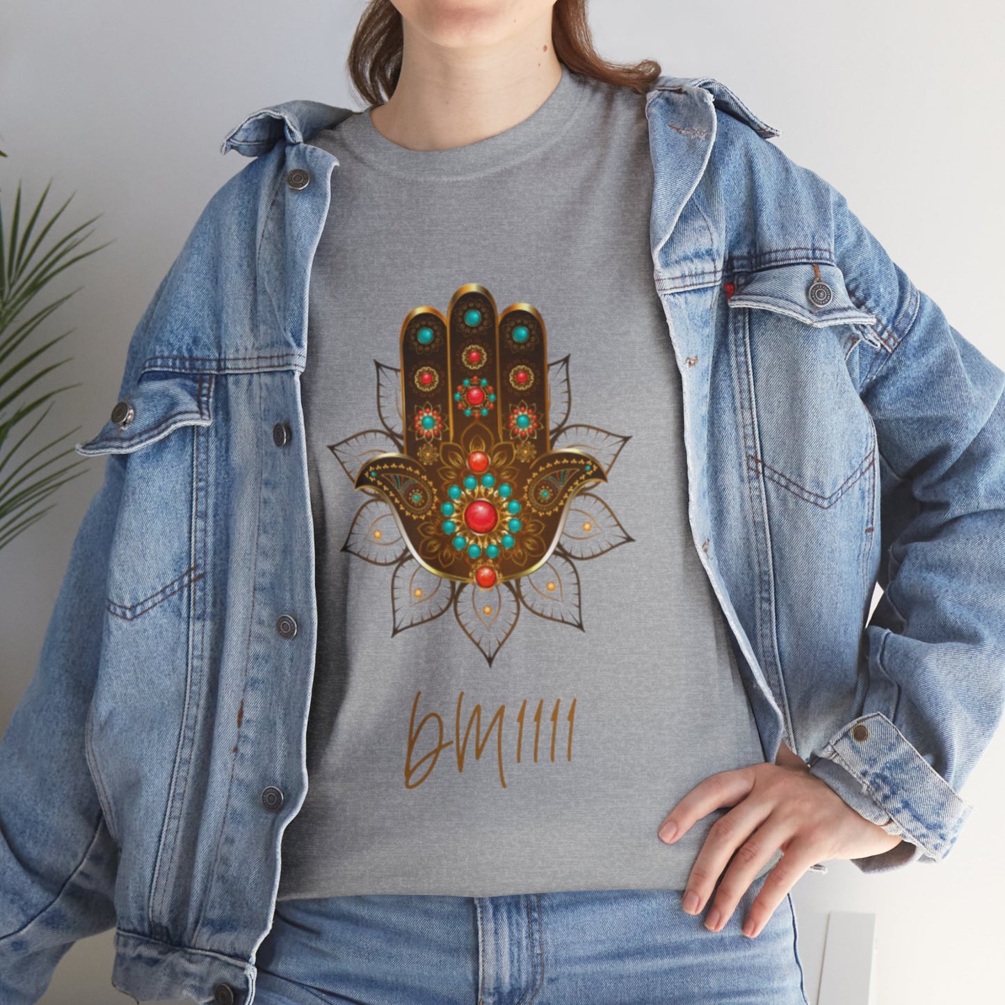 Gold Hamsa Hand DM1111 Unisex Heavy Cotton Tee