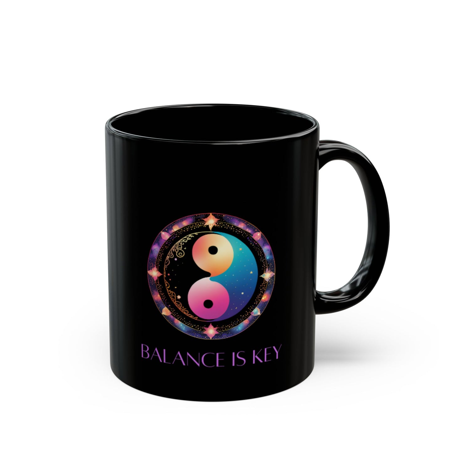 Balance Is Key Purple DM1111 Black Mug (11oz, 15oz)