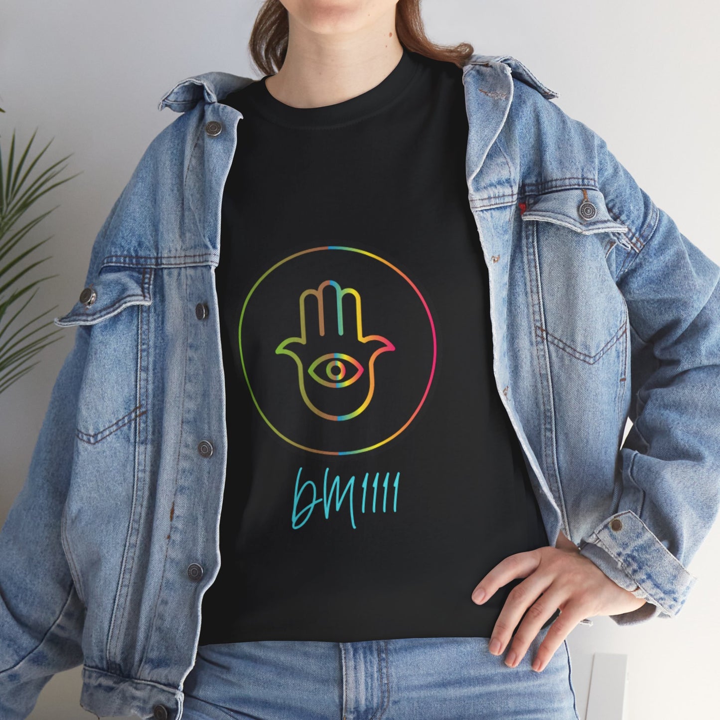 Rainbow Hamsa Hand DM1111 Unisex Heavy Cotton Tee