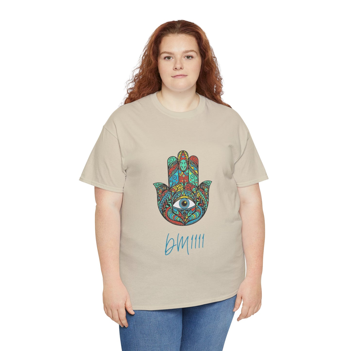 Green Hamsa Hand Eye DM1111 Unisex Heavy Cotton Tee