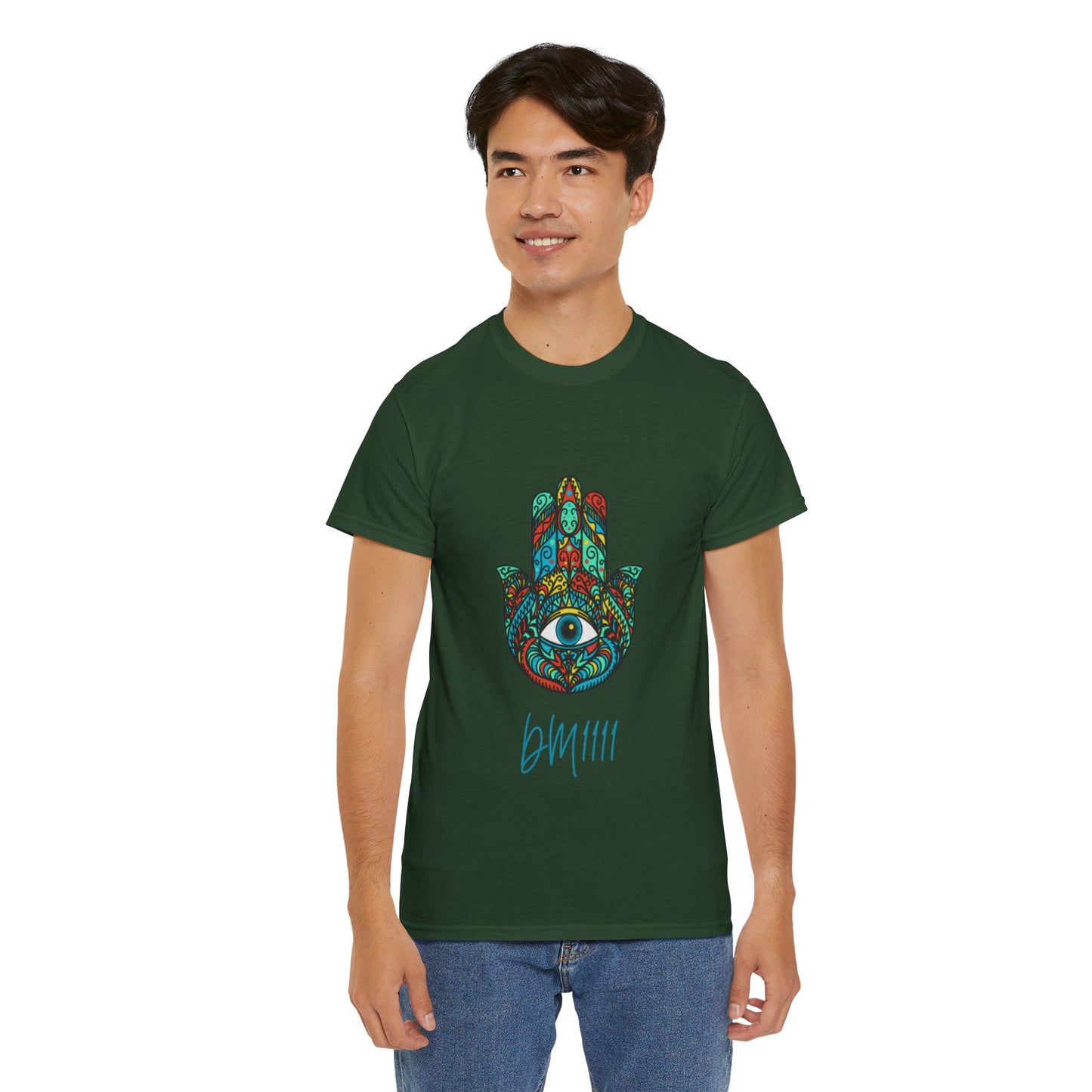 Green Hamsa Hand Eye DM1111 Unisex Heavy Cotton Tee