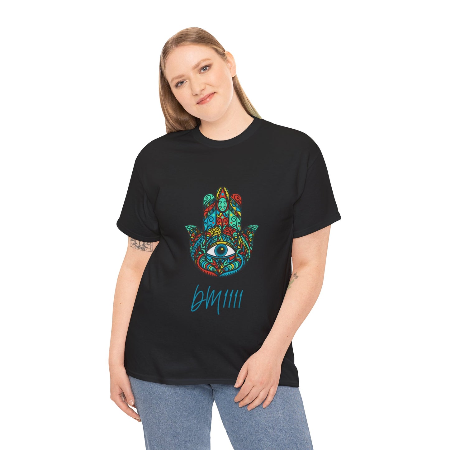 Green Hamsa Hand Eye DM1111 Unisex Heavy Cotton Tee