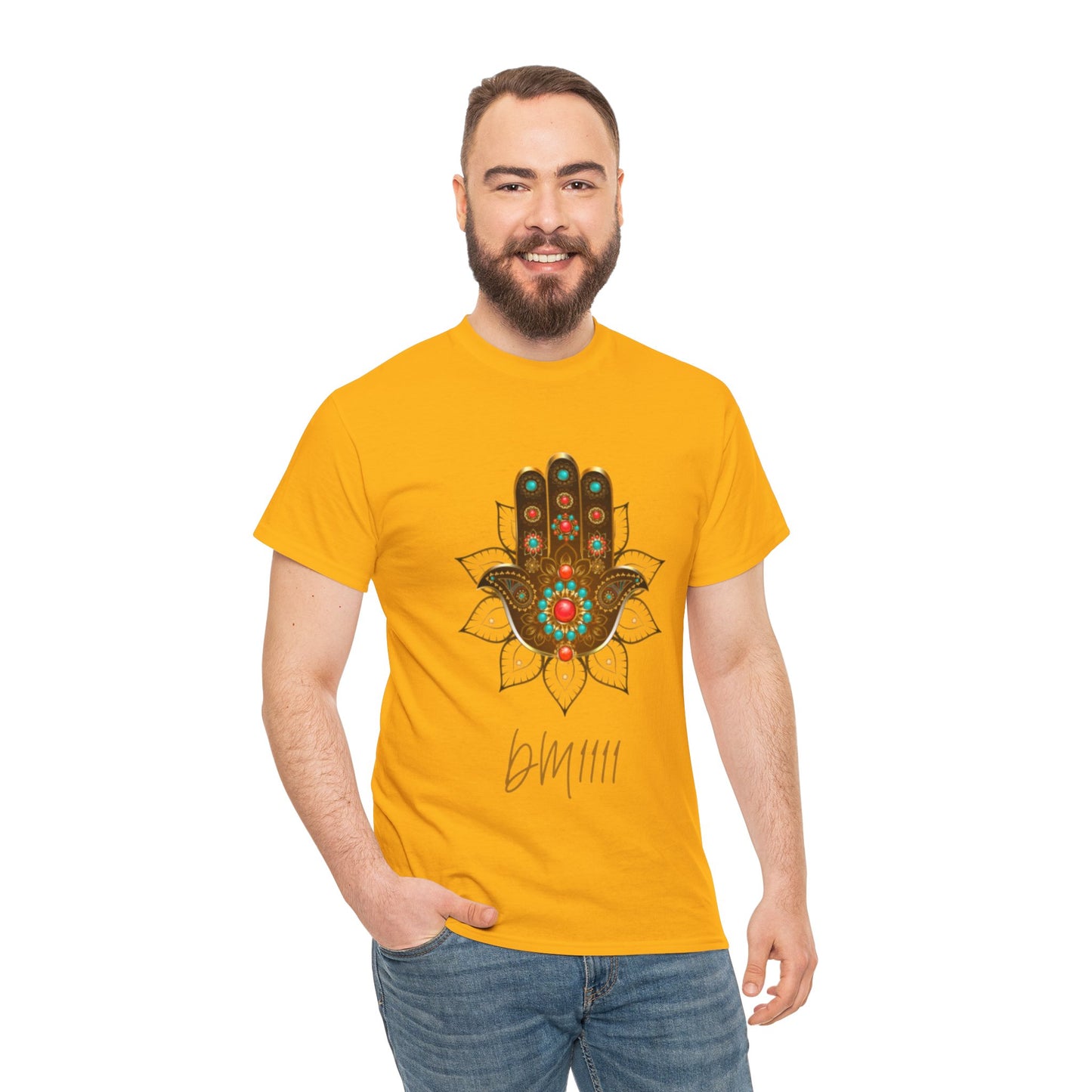 Gold Hamsa Hand DM1111 Unisex Heavy Cotton Tee