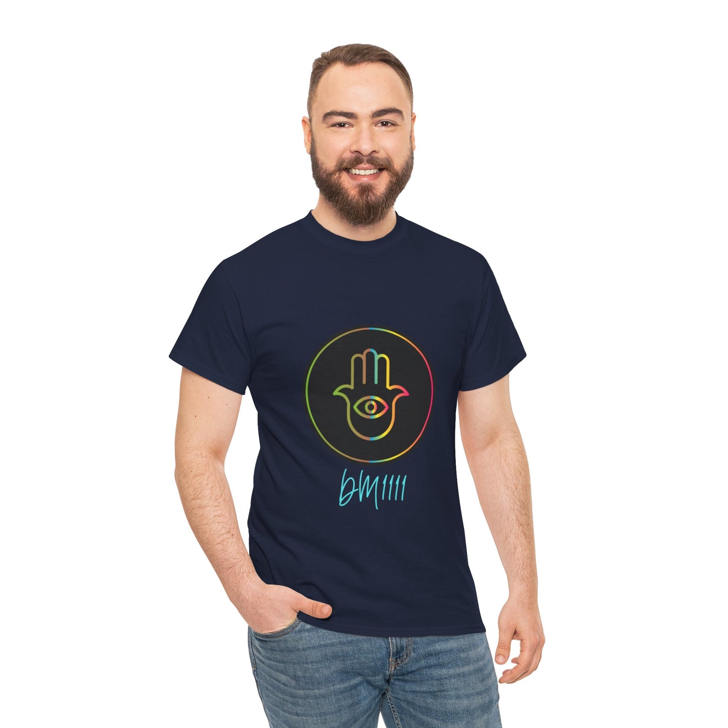 Rainbow Hamsa Hand DM1111 Unisex Heavy Cotton Tee