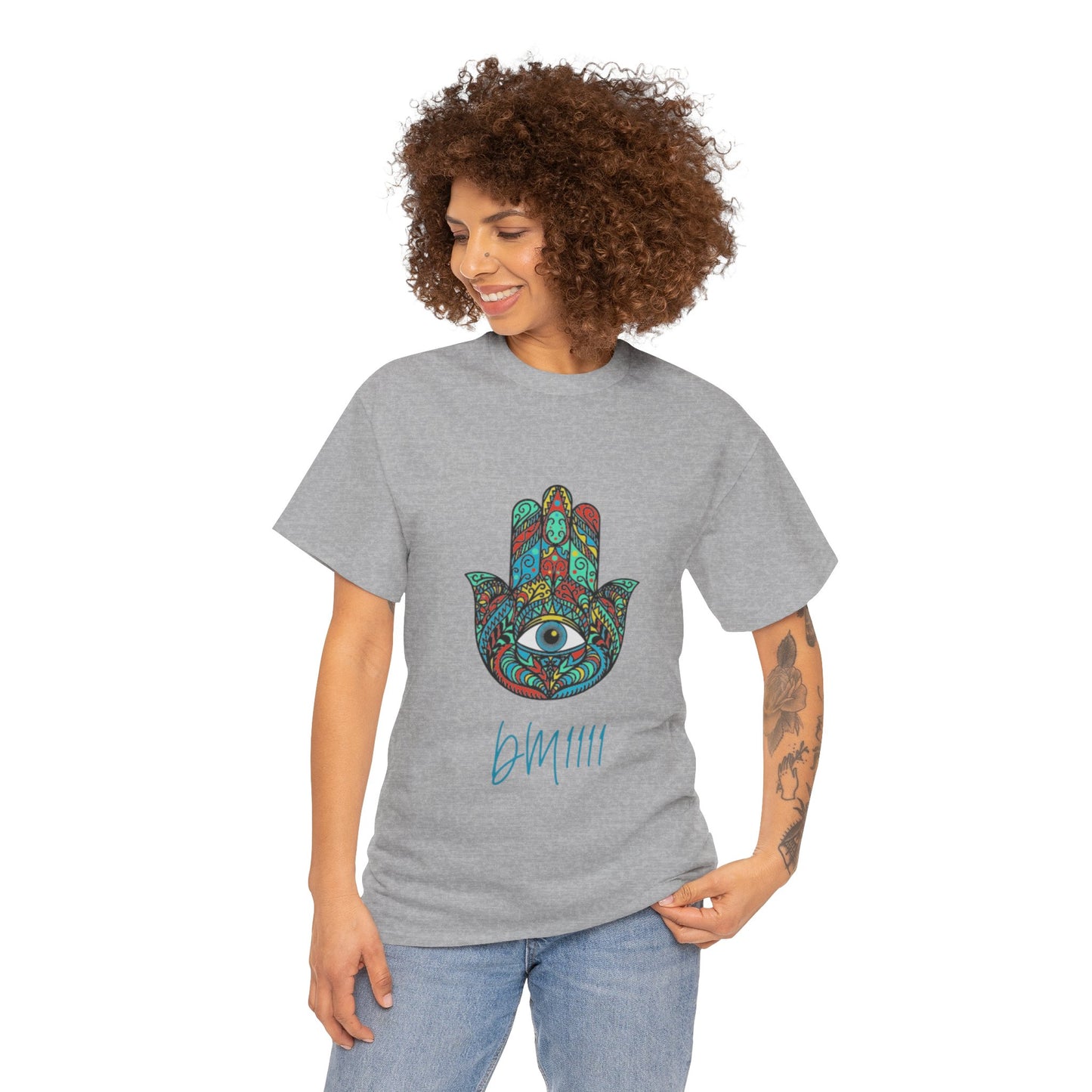 Green Hamsa Hand Eye DM1111 Unisex Heavy Cotton Tee