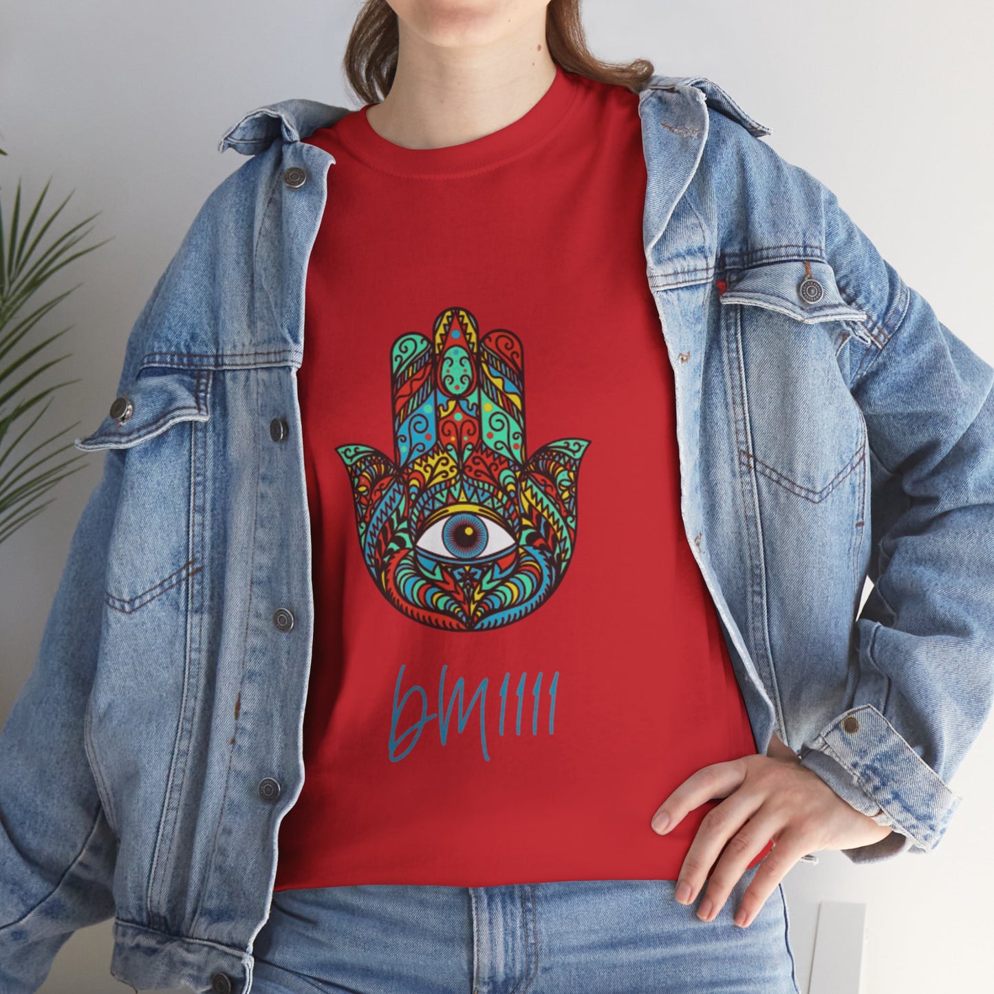 Green Hamsa Hand Eye DM1111 Unisex Heavy Cotton Tee