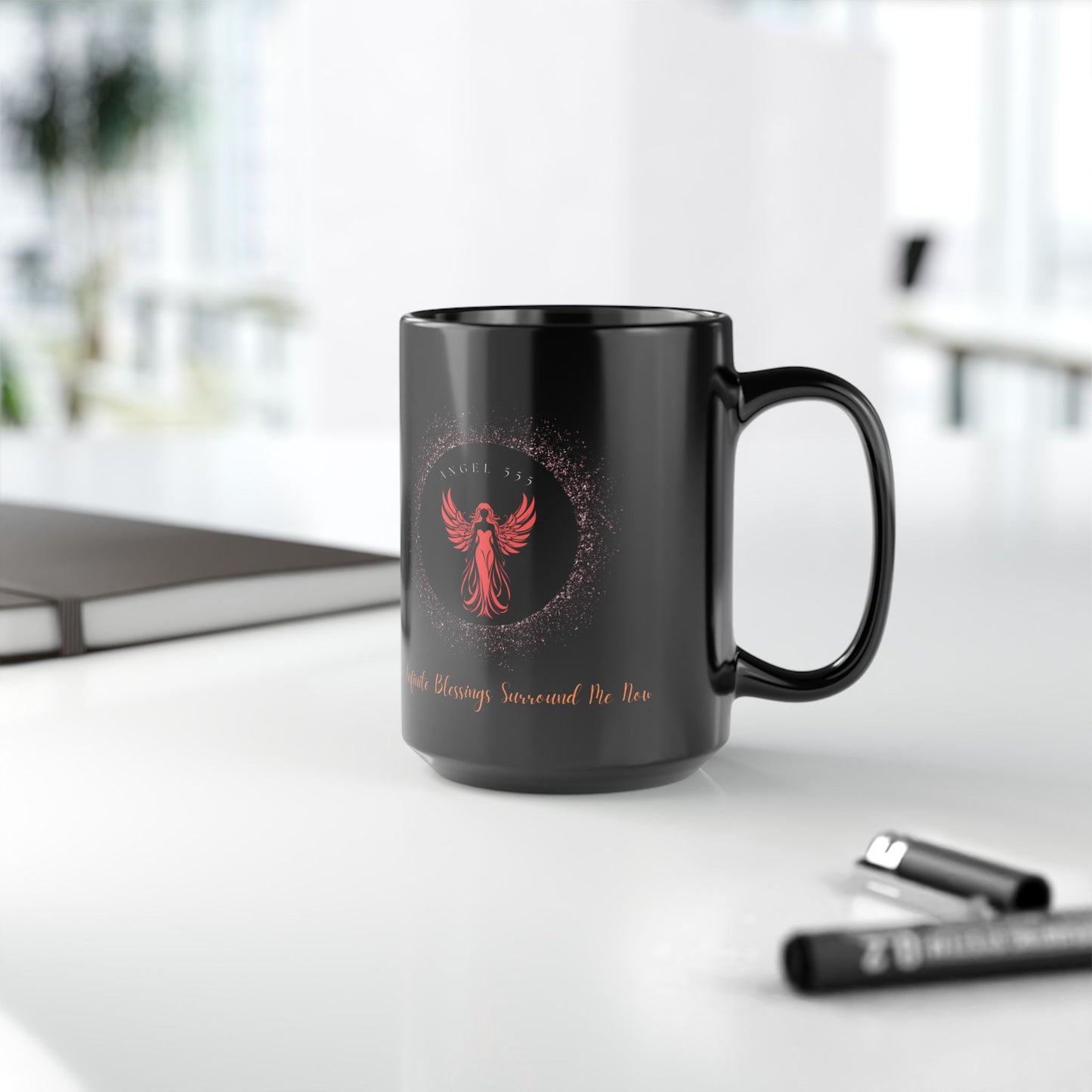 Angel 555 DM1111 Black Mug (11oz, 15oz)