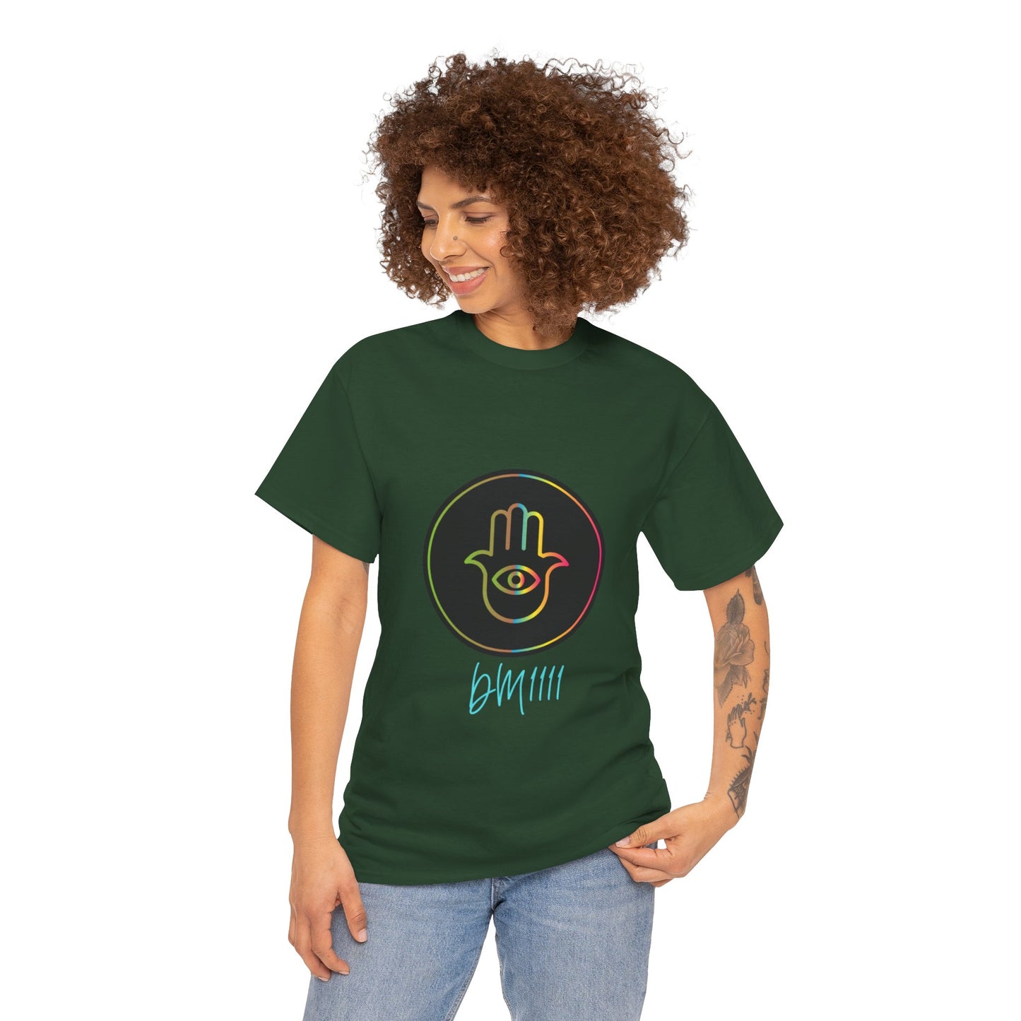 Rainbow Hamsa Hand DM1111 Unisex Heavy Cotton Tee