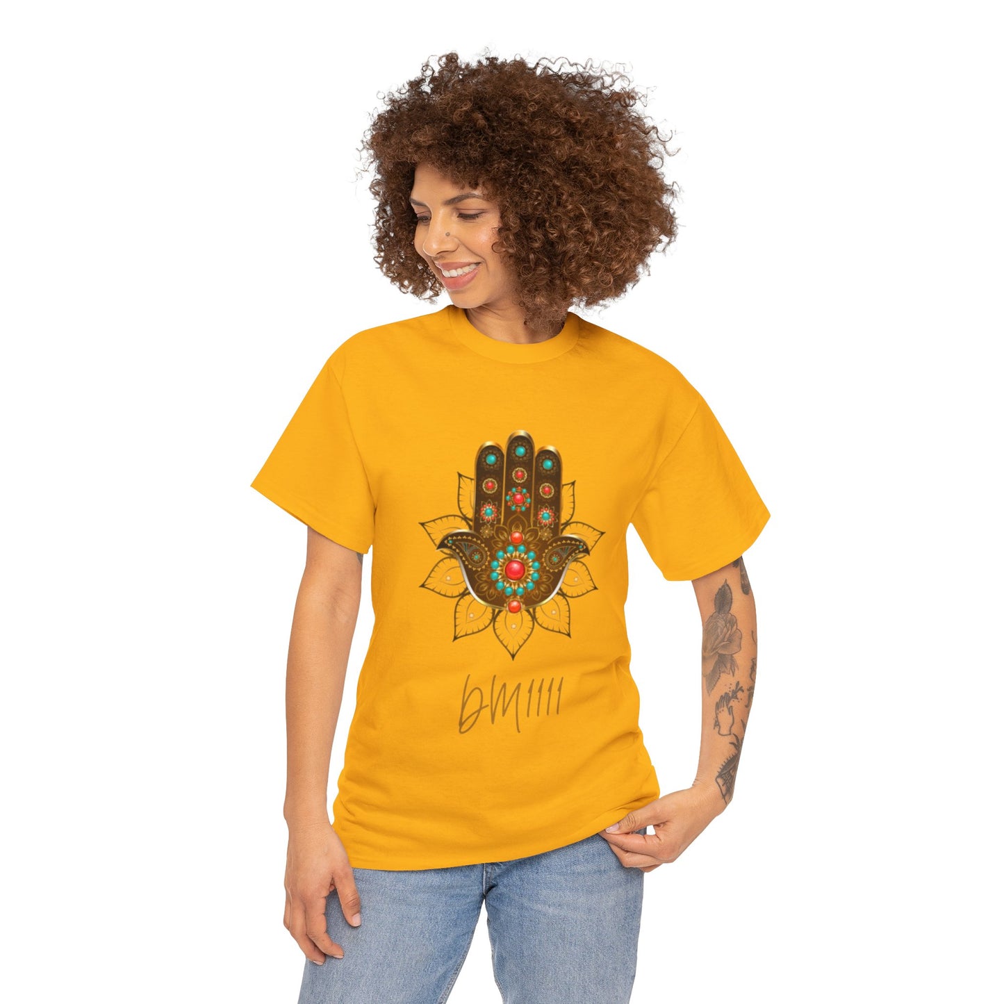 Gold Hamsa Hand DM1111 Unisex Heavy Cotton Tee