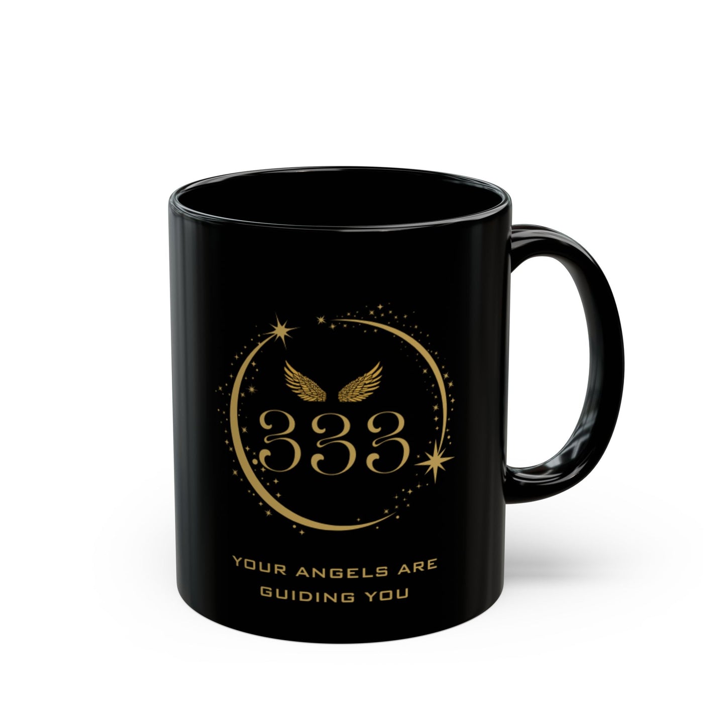 Angel 333 Affirmation DM1111 Black Mug (11oz, 15oz)