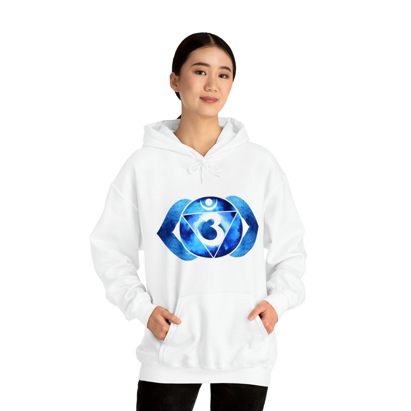 DM1111 Blue Third Eye Chakra Themed Unisex Heavy Blend™ Hooded Sweatshirt