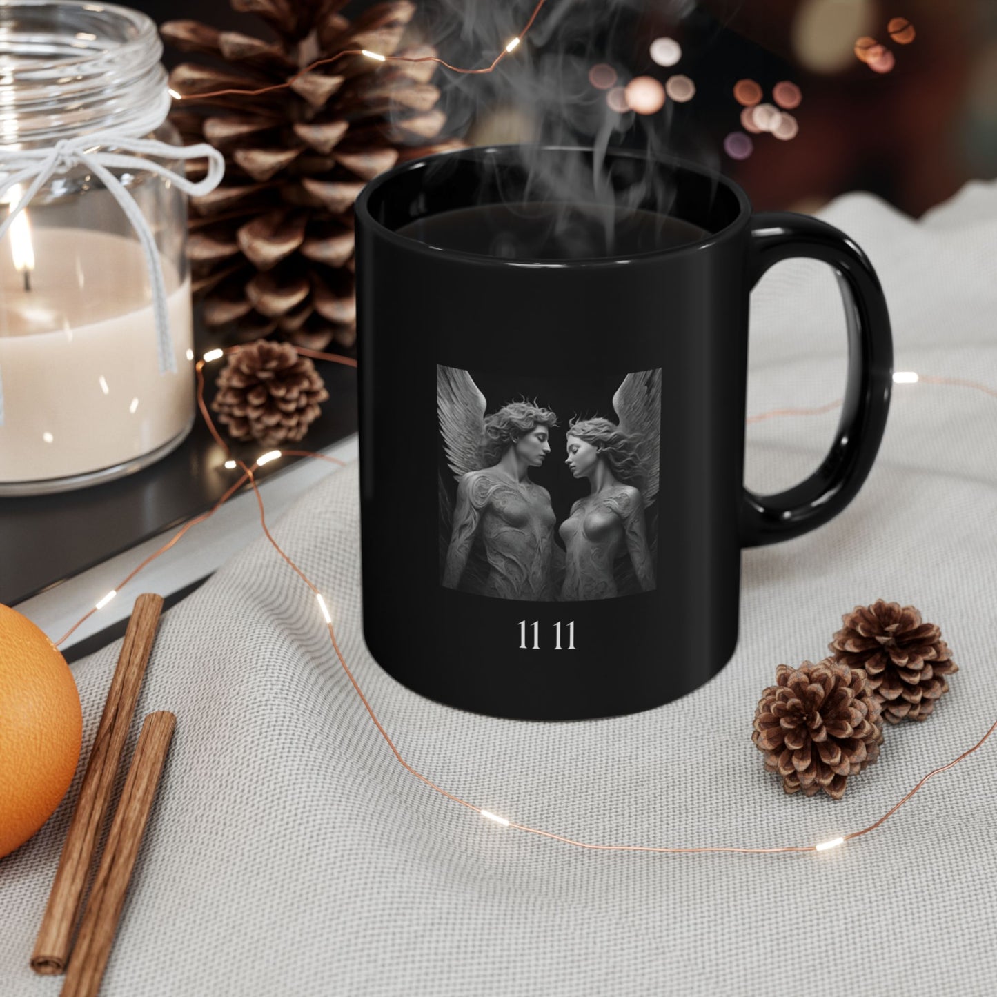 Angel 1111 Infinite Love DM1111 Black Mug (11oz, 15oz)