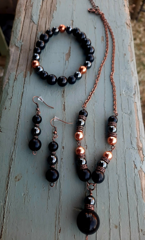 Power Necklace - Shungite, Hematite, Black Tourmaline & Copper EMF 5G