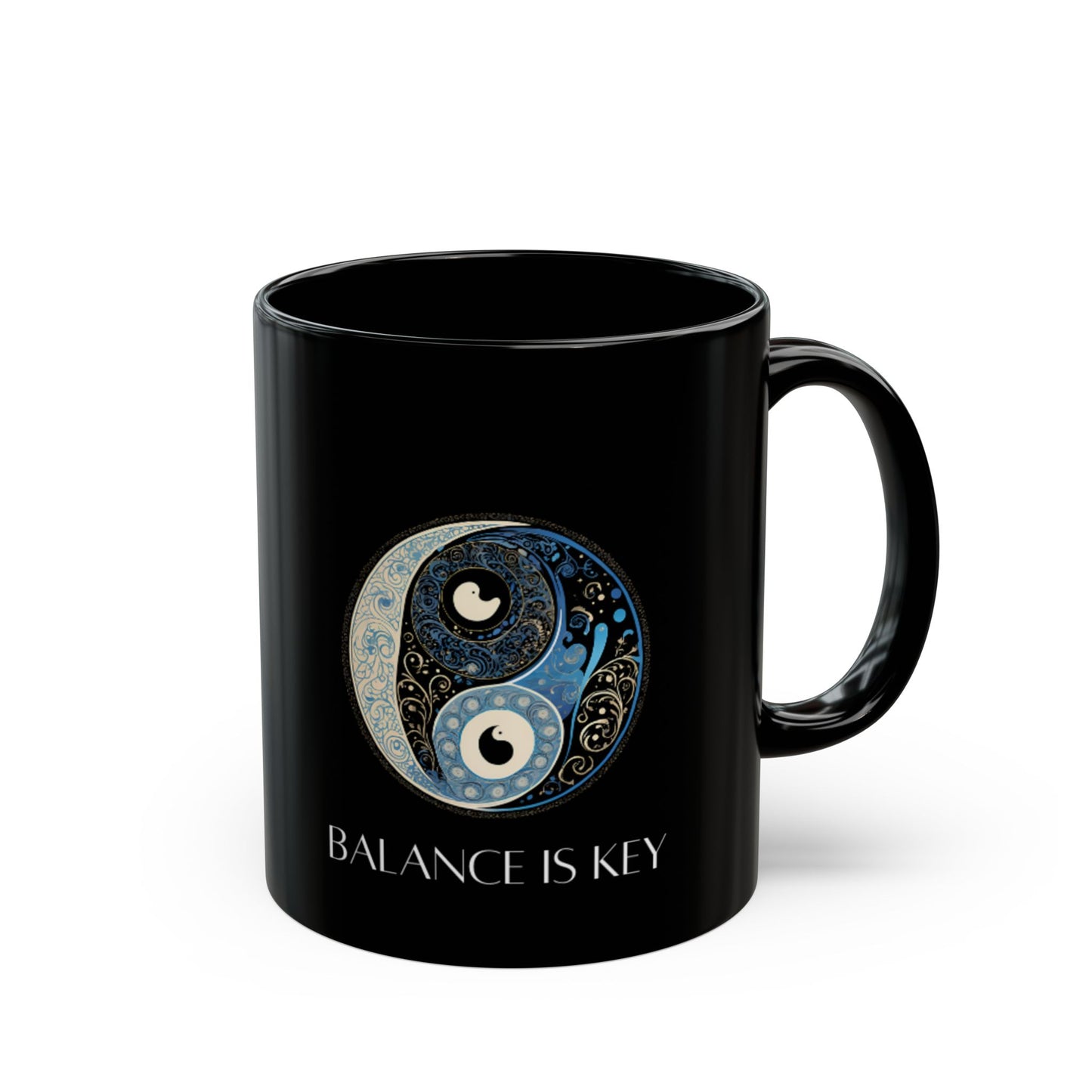 Balance Is Key Blue DM1111 Black Mug (11oz, 15oz)