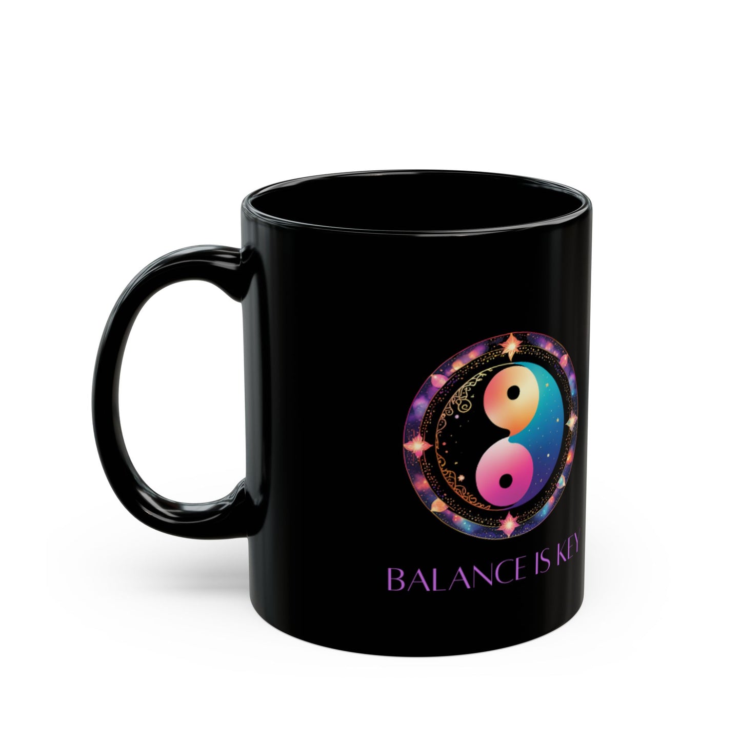 Balance Is Key Purple DM1111 Black Mug (11oz, 15oz)