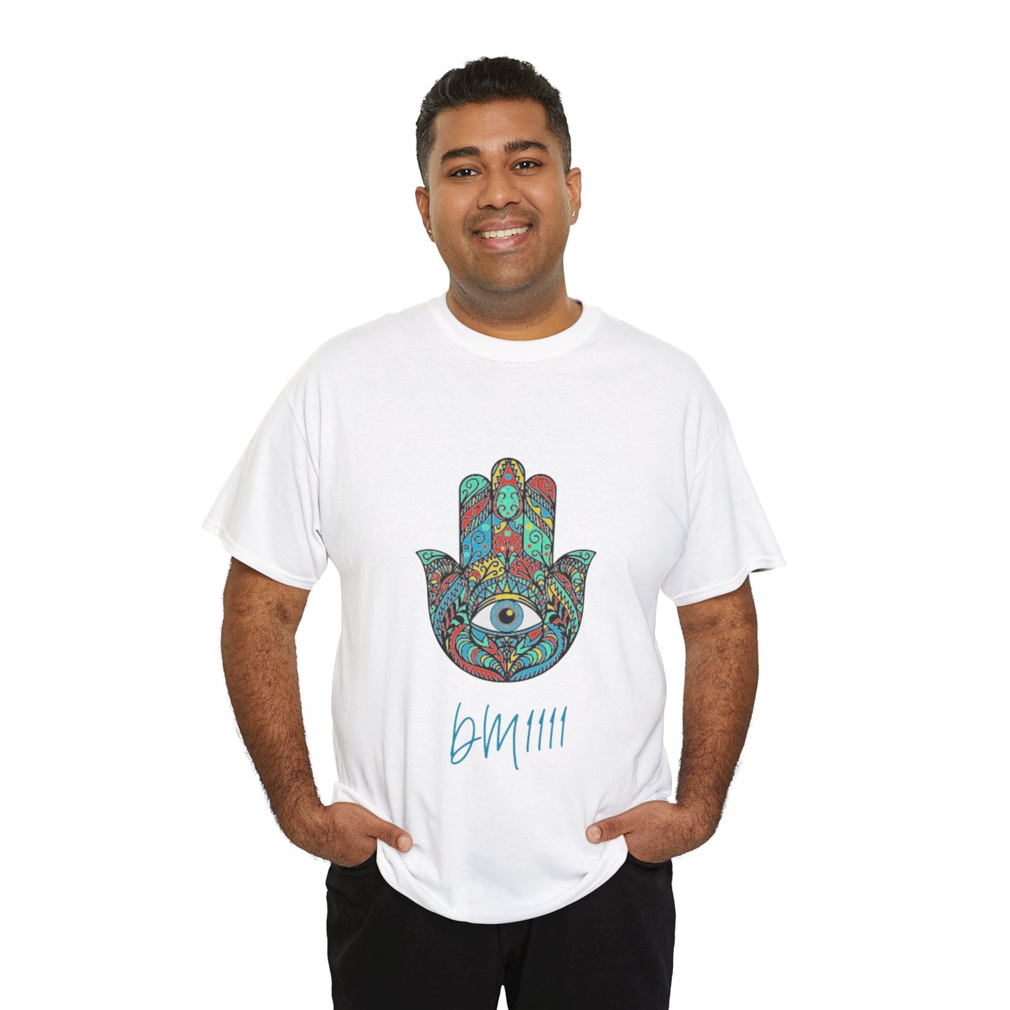 Green Hamsa Hand Eye DM1111 Unisex Heavy Cotton Tee