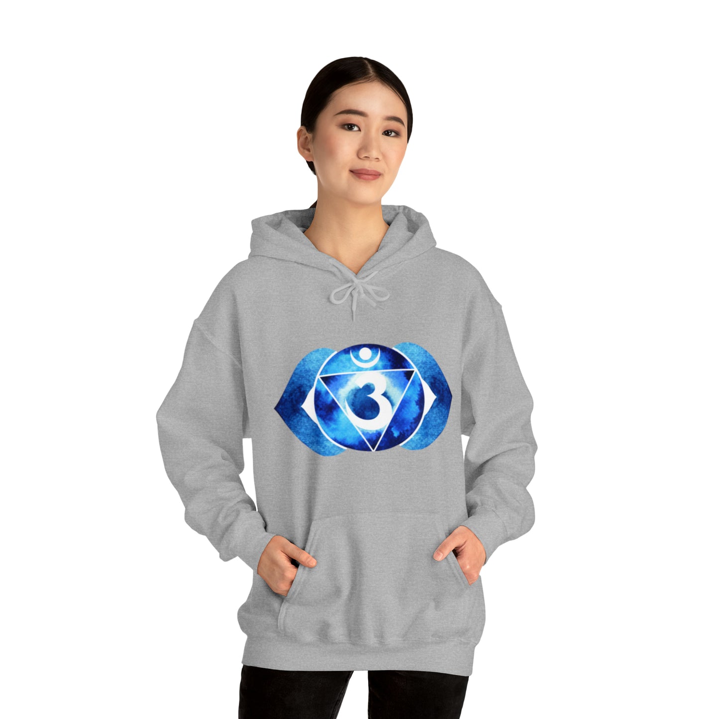 DM1111 Blue Third Eye Chakra Themed Unisex Heavy Blend™ Hooded Sweatshirt