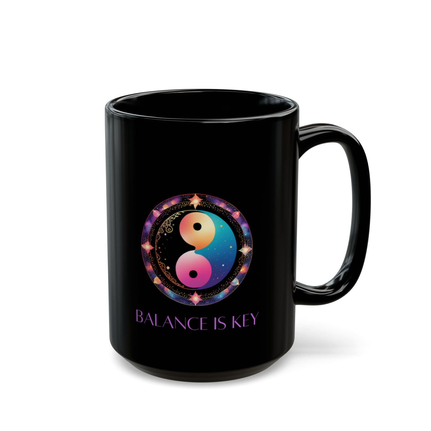 Balance Is Key Purple DM1111 Black Mug (11oz, 15oz)