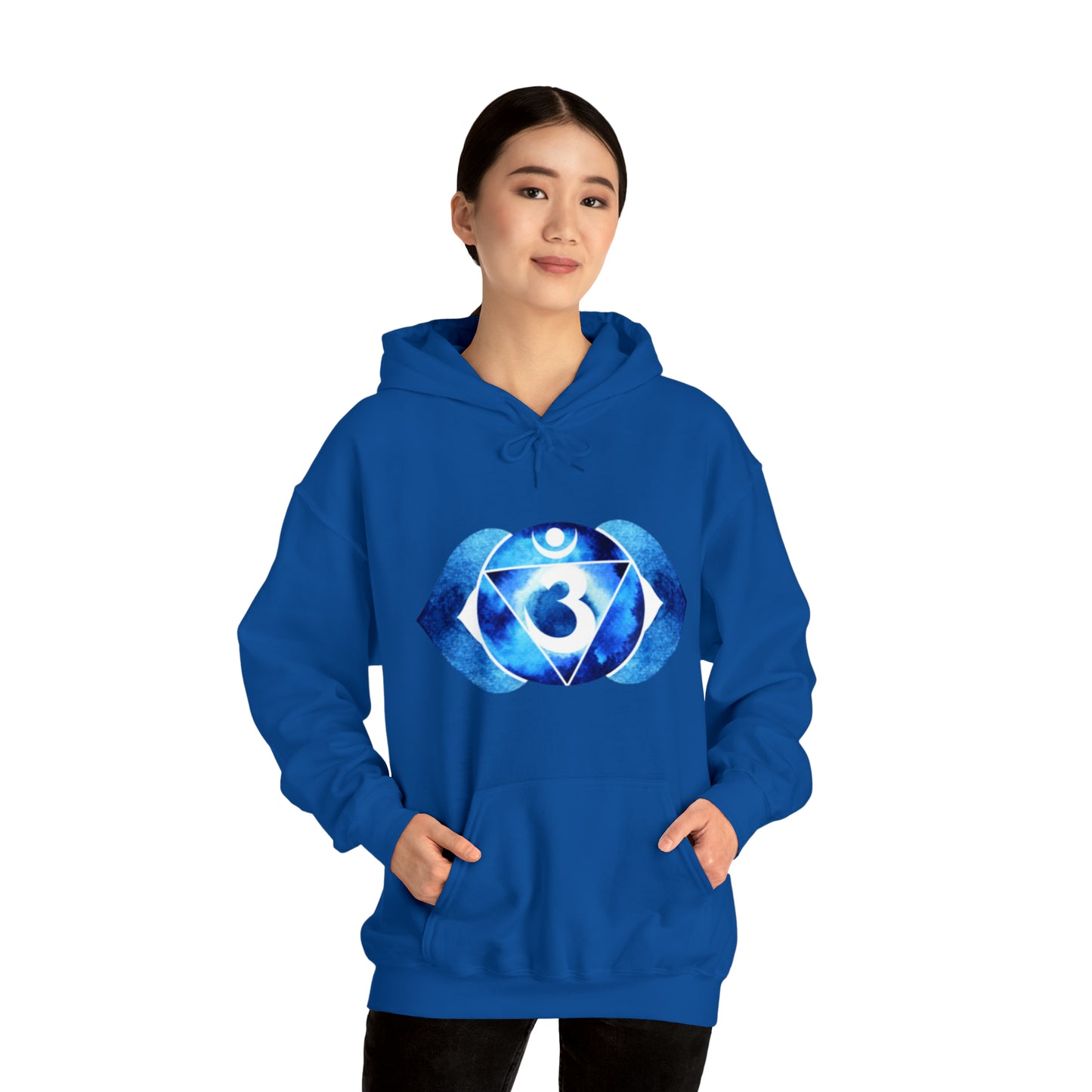 DM1111 Blue Third Eye Chakra Themed Unisex Heavy Blend™ Hooded Sweatshirt