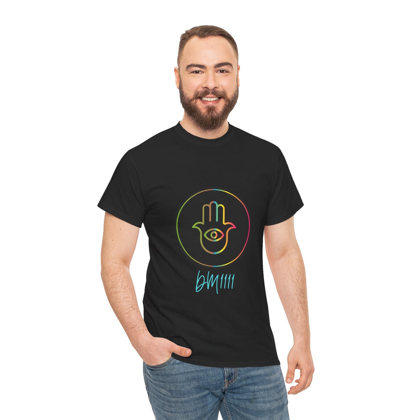 Rainbow Hamsa Hand DM1111 Unisex Heavy Cotton Tee