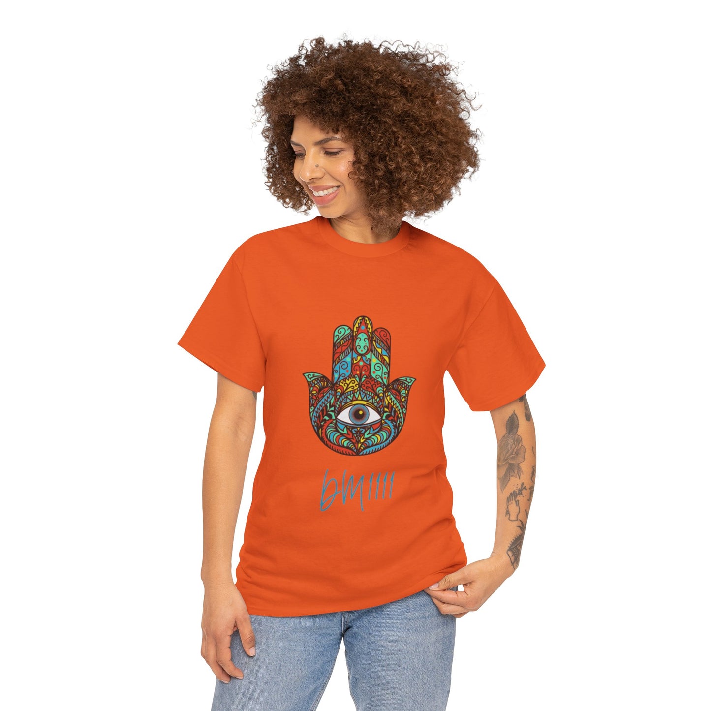 Green Hamsa Hand Eye DM1111 Unisex Heavy Cotton Tee