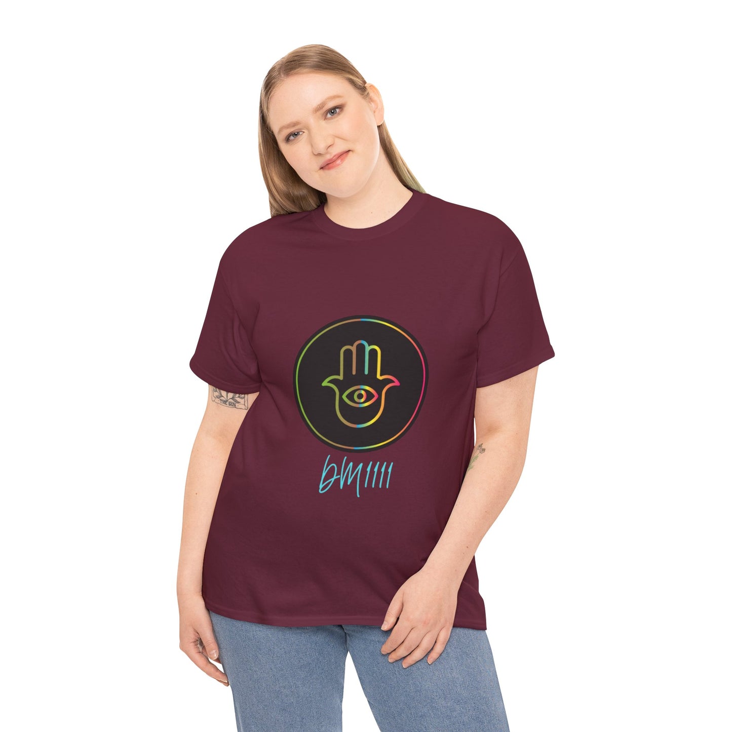 Rainbow Hamsa Hand DM1111 Unisex Heavy Cotton Tee