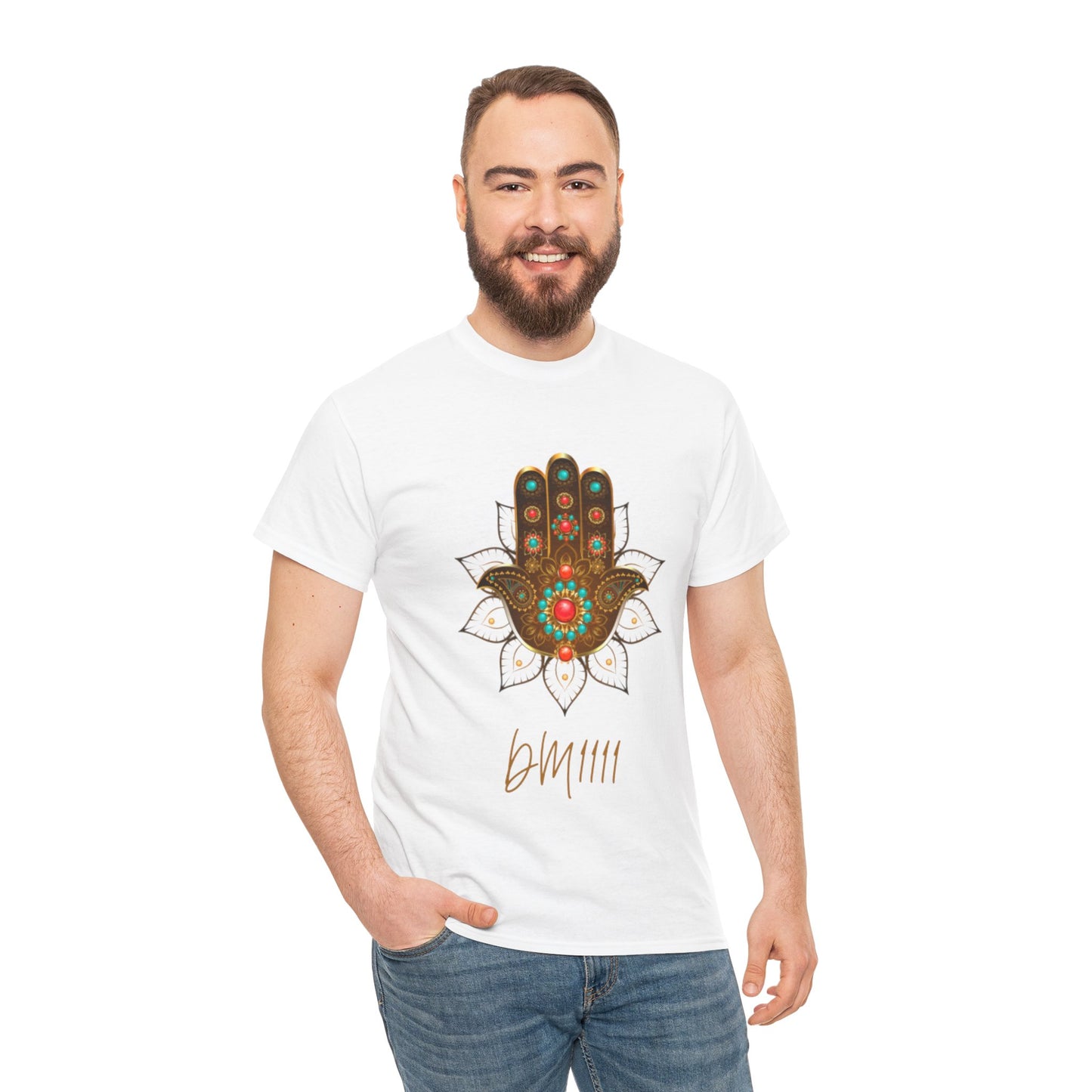 Gold Hamsa Hand DM1111 Unisex Heavy Cotton Tee